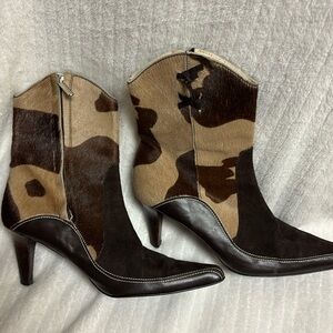 Costa Blanca Brown and Tan Cowhide Ankle Boots made in Spain